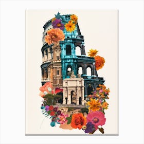 Rome   Floral Retro Collage Style 4 Canvas Print