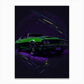 Neon Style Car - Abstract Art Canvas Print