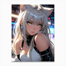 Anime Girl With Cat Ears 4 Canvas Print