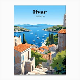 Hvar Croatia Vacation Travel Illustration Canvas Print