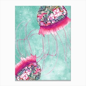 Disco Ball Jellyfish In Space Canvas Print