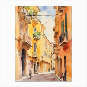 Taranto, Italy Watercolour Streets 1 Canvas Print