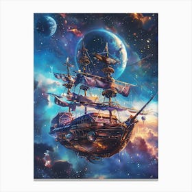 Fantasy Ship Floating in the Galaxy Canvas Print