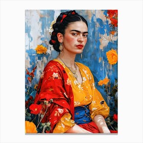 Frida painting portrait Canvas Print