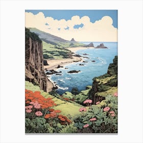 Aogashima Island In Tokyo, Ukiyo E Drawing 1 Canvas Print