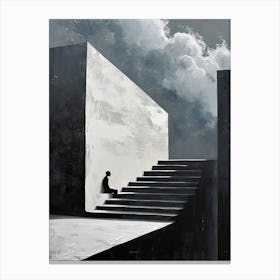 Man Sits On The Stairs, Minimalism Canvas Print