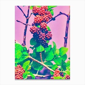Mulberry Risograph Retro Poster Fruit Canvas Print