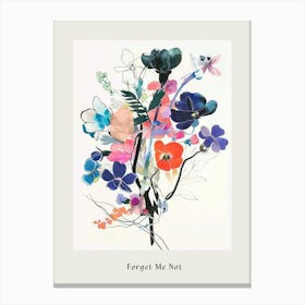 Forget Me Not 4 Collage Flower Bouquet Poster Canvas Print