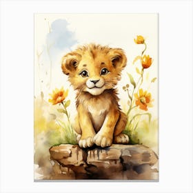 Colouring Watercolour Lion Art Painting 3 Canvas Print