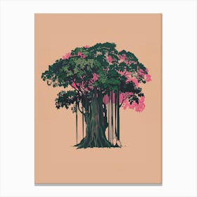Banyan Tree Colourful Illustration 1 1 Canvas Print