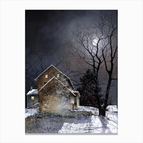 Ray Hendershot "Working Late" Painting | Winter Yule Christmas Cold Months in HD Canvas Print