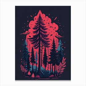 A Fantasy Forest At Night In Red Theme 77 Canvas Print