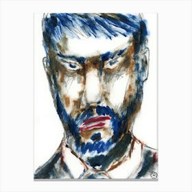 Portrait Of A Man In Cobalt And Umber Canvas Print