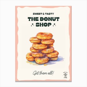 Stack Of Cinnamon Donuts The Donut Shop 3 Canvas Print