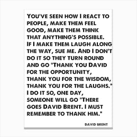 The Office, David Brent, Quote, I Must Remember To Thank Him, Wall Print, Wall Art, Print, Poster, Canvas Print