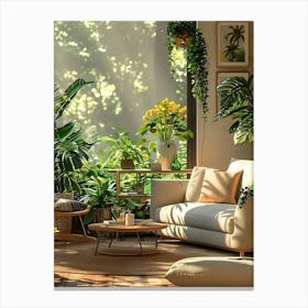 Living Room With Plants Canvas Print