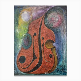 Living Room Wall Art With Double Bass  Canvas Print