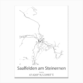 Saalfelden Am Steinernen Meer,Austria Minimalist Map Canvas Print