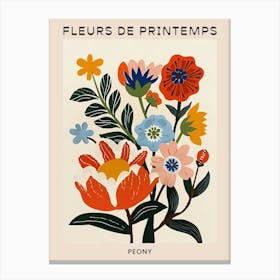 Spring Floral French Poster  Peony 2 Canvas Print