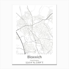 Bloxwich,United Kingdom Minimalist Map Canvas Print