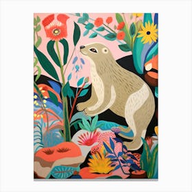 Maximalist Animal Painting Otter Canvas Print