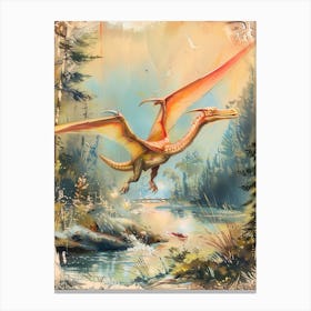 Flying Dinosaur Storybook Illustration Canvas Print