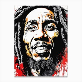 Bob Marley Portrait Ink Painting (18) Canvas Print