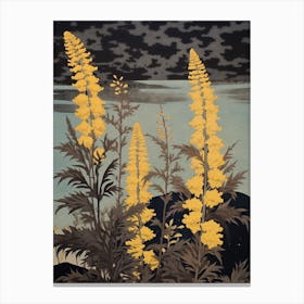 Nokanzou Goldenrod 3 Vintage Botanical Woodblock Canvas Print
