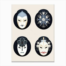 Noh Masks Japanese Style Illustration 13 Canvas Print