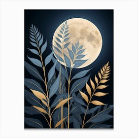 Moon And Leaves 1 Canvas Print