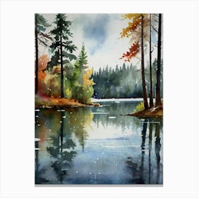 Watercolor Of A Lake 3 Canvas Print