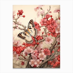 Cherry Blossom Butterfly Japanese Style Painting 1 Canvas Print