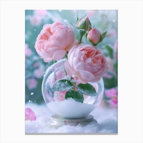 English Roses Painting Rose In A Snow Globe 2 Canvas Print