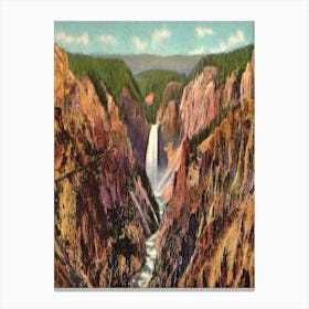 Yellowstone National Park In Wyoming, Here The Park S Grand Canyon And Waterfalls Canvas Print