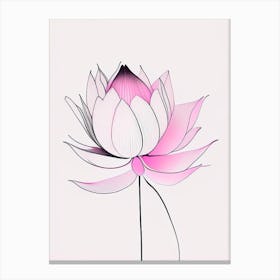 Pink Lotus Abstract Line Drawing 2 Canvas Print