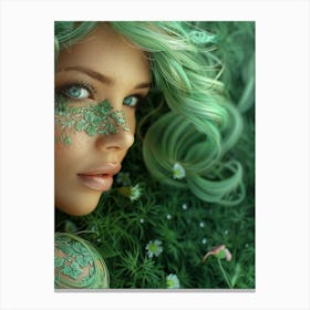 Green Haired Girl 1 Canvas Print