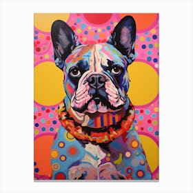 French Bulldog Dots Canvas Print
