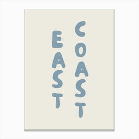 East Coast Vertical Text Light Blue Canvas Print