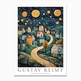 Gustav Klimt Print Night Town Klimt Poster Klimt Exhibition Poster Painting Flower Garden Stars Canvas Print