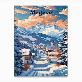 Megeve France Mountain Ski Digital Travel Art Canvas Print