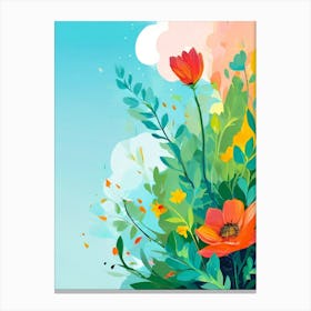 Flowers On A Blue Sky Canvas Print