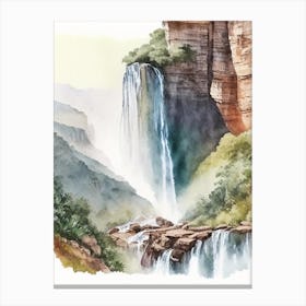 Blyde River Canyon Waterfalls, South Africa Water Colour  (2) Canvas Print