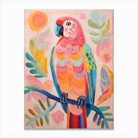 Pink Scandi Parrot 3 Canvas Print