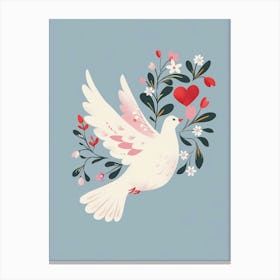 Dove With Flowers 3 Canvas Print