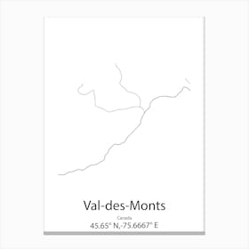 Val Des Monts,Canada Minimalist Map Canvas Print