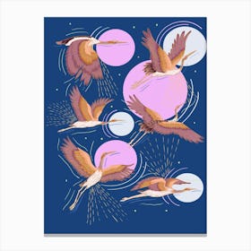 Japanese Inspired Crane Bird Illustration Canvas Print