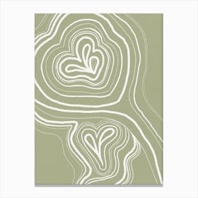 Abstract Lines Waves Sage Green Canvas Print