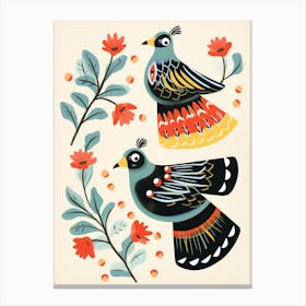 Folk Style Bird Painting Grouse 3 Canvas Print