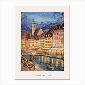 Vintage Winter Poster Lucerne Switzerland 5 Canvas Print