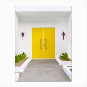 Retro Mid Century Yellow Doors On A Home In Palm Springs California Canvas Print